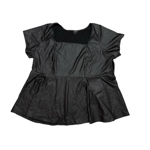 Torrid Faux Leather Peplum Top Women's Plus Size 5 Black Sleeveless - Picture 3 of 9